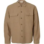 Selected Slm-Leroy Linen Blend Overshirt Ls Noos - Beige - L