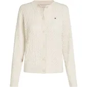 Tommy Hilfiger Co Cable Fine Gg Ls C-Nk Cardi - Cream - S