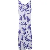 Calvin Klein Printed Chiffon Sl Cowl Neck Max - White - S