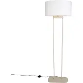 QAZQA Beige lattiavalaisin valkoisella soikealla pellavavarjostimella 50cm - Thijmen
