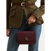 Ralph Lauren Crosshatch Leather Medium Sophee Bag - Burgundy - ONE SIZE