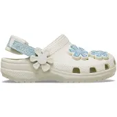 Crocs Classic Denim Flower Kids Pistokkaat, Summit White, 23-24