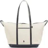 Ralph Lauren for woman. 428973072002 Large beige canvas shopper tote bag (OSFA), Casual, Cotton