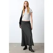 Mango Long Skirt With Distressed Details - Grey - S