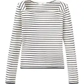 Mango Cotton Boat Neck T-Shirt - Navy - L