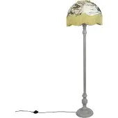 QAZQA Vloerlamp zwart met bloemen kap en witte binnenkant 45cm - Classico