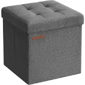 Songmics Verhoiltu istuin/rahi säilytystilalla 30 x 30 x 30 cm, harmaa