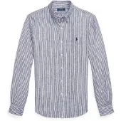 Ralph Lauren Slim Fit Striped Linen Shirt - Blue - XL
