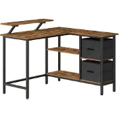 Songmics Tietokonepöytä, 115x105x89 cm, Ruskea