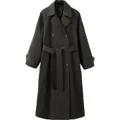 Mango Long Double-Breasted Trench Coat - Brown - L