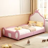 Hobby Hall Lastensänky 90 × 200 CM, kruunupääty, PU, ​​​​pinkki