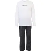 Calvin Klein Underwear Pitkä pyjama harmaa / musta / valkoinen