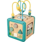 Playwood Wooden Activity Cube with Bead Frame