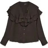 Vero Moda Vmlizzi Ls Flounce Top Wvn Ga - Brown - S
