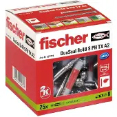 Fischer DuoSeal -tappi - 8 x 48 S A2, tiivistetty tappi kosteisiin tiloihin, pakkaus 25 kpl