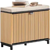 SoBuy ekologinen kenkäkaappi FSR201-N musta marmoripuupenkki 60x24x50cm