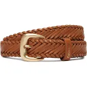 Calvin Klein Braided Logo Buckle 25Mm - Brown - 90