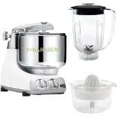 Ankarsrum Assistent AKM6230 + tehosekoitinkannu ja sitruspuristin, glossy white
