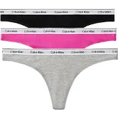 Calvin Klein Underwear Stringit meleerattu harmaa / neonvioletti / musta / valkoinen