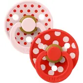 BIBS Studio Colour Polka 2-pack Pyöreitä Lateksituttia Blossom Candy Apple Blossom Candy Apple 0+M Latex Punainen 0+ kuukautta Pojat, Tytöt