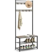 Vasagle 3-in-1-takki, jossa kenkäpenkki ja 9 koukkua, helppo koota