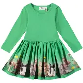 Molo Candi Long-Sleeved Dress Bonnie Patch 68 cm Vihreä 68 cm Tytöt