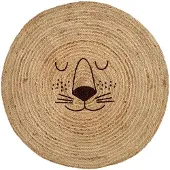Rice Lion Face Juutti Lattiamatto Natural One Size One Size Pojat, Tytöt
