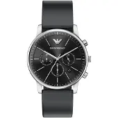 Giorgio Armani Analoginen kello musta / hopea