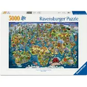 Ravensburger Palapeli - 5000 Tiilet - Kuvitettu World Map - - OneSize - Palapelit