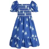 Mini Rodini GOTS Sailing Boats Mekko Blue 92/98 cm Sininen 92/98 cm Tytöt