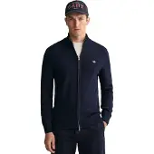 Gant Cotton Knit Zip Cardigan - Navy - XXL
