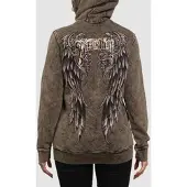 Affliction Lovington Vetoketjullinen Huppari bklack / taupe lava tint wa Koko S