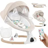 Tulano Astird 35 beige sähköinen vauvakeinu-sitteri – kaukosäädin ja Bluetooth