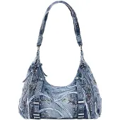 Desigual Olkalaukku sininen denim / ruskea / vaaleanvihreä / roosa