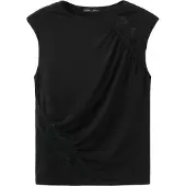 Mango Ruched Fitted Top - Black - M