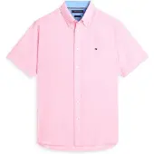 Tommy Hilfiger Linen Blend Solid Ss Rf Sht - Pink - L