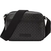 Calvin Klein Olkalaukku 'Coated Emblem Print Camera' harmaa / musta
