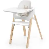 Stokke Steps syöttötuoli bambu white Sis. tuoli, babyset, tarjotin ja valjaat