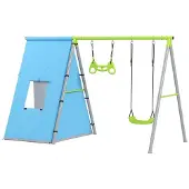 Hobby Hall Lasten puutarhakeinu ja talo, 3in1, vihreä sininen, Grün+Blau