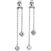 Timi Of Sweden Nella Heart Chain Earrings Stainless Steel Silver