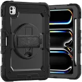CaseOnline Hybridikuori olkahihnalla iPad Pro 11 (2025) - Musta