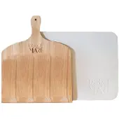 Hobby Hall Dolce Mare Pizza-kivisetti puulapiolla – rapea, kiviuunimainen pizza kotona, Picos rinkinys, medinis kastuvas 29,5 x 28 cm, kepimo akmuo 38 x 30 cm, baltas, DOLCE MARE