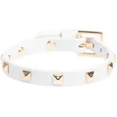 Dark Leather Stud Bracelet Mini White