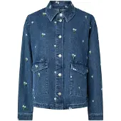 Pieces Flora Denim Emb Pitkähihainen Kauluspaita
