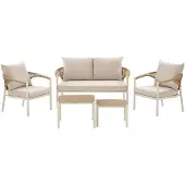 Ebuy24 Lounge-setti Abela, 143x76x69 cm, hiekka, alumiini