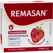 Raw Organic Hankintatukku Remasan pureskeltava mansikka 120tabl