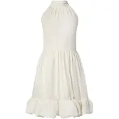 Malina Fern Halterneck Ruffled Mini Dress - White - L