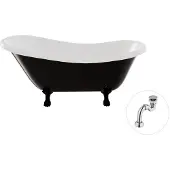Besco Kylpyamme Otylia B&W 160, musta/valkoinen+musta, sifonilla Klik-klak Chrome