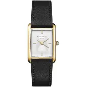 Rosefield Heirloom Modern White Dial Gold Black Leather HWBLG-H06