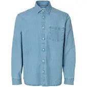 Selected Slhregcarlo Denim Ls Shirt Noos - Blue - S